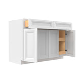 RTA - Richmond White - Double Drawer & 4 Door Base Cabinet | 48"W x 34.5"H x 24"D