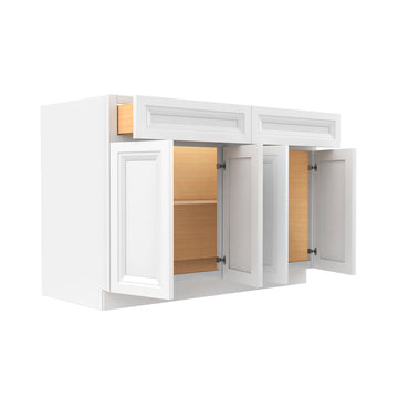 Assembled - Richmond White - Double Drawer & 4 Door Base Cabinet | 48"W x 34.5"H x 24"D