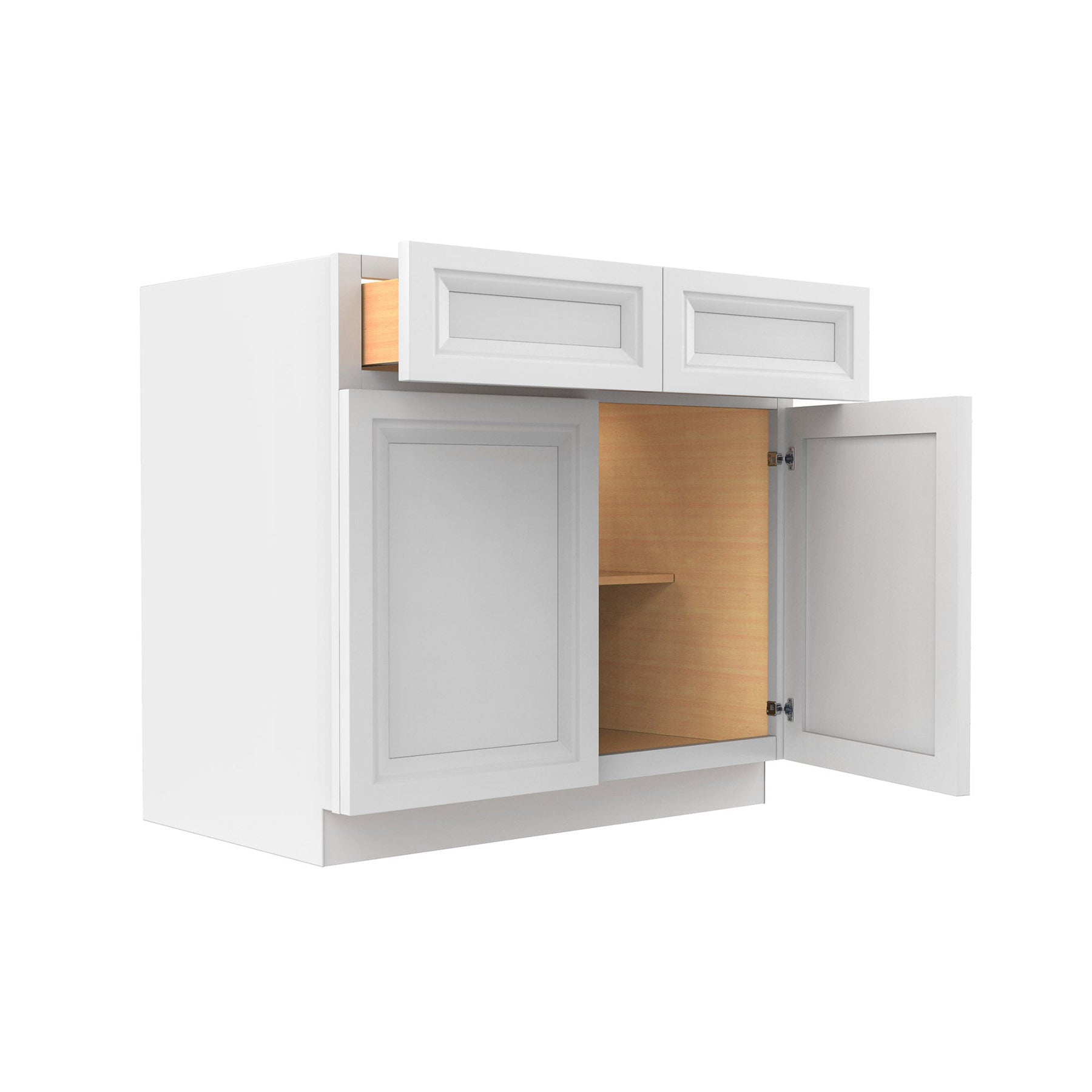 Assembled - Richmond White - Double Drawer & Door Base Cabinet | 36"W x 34.5"H x 24"D