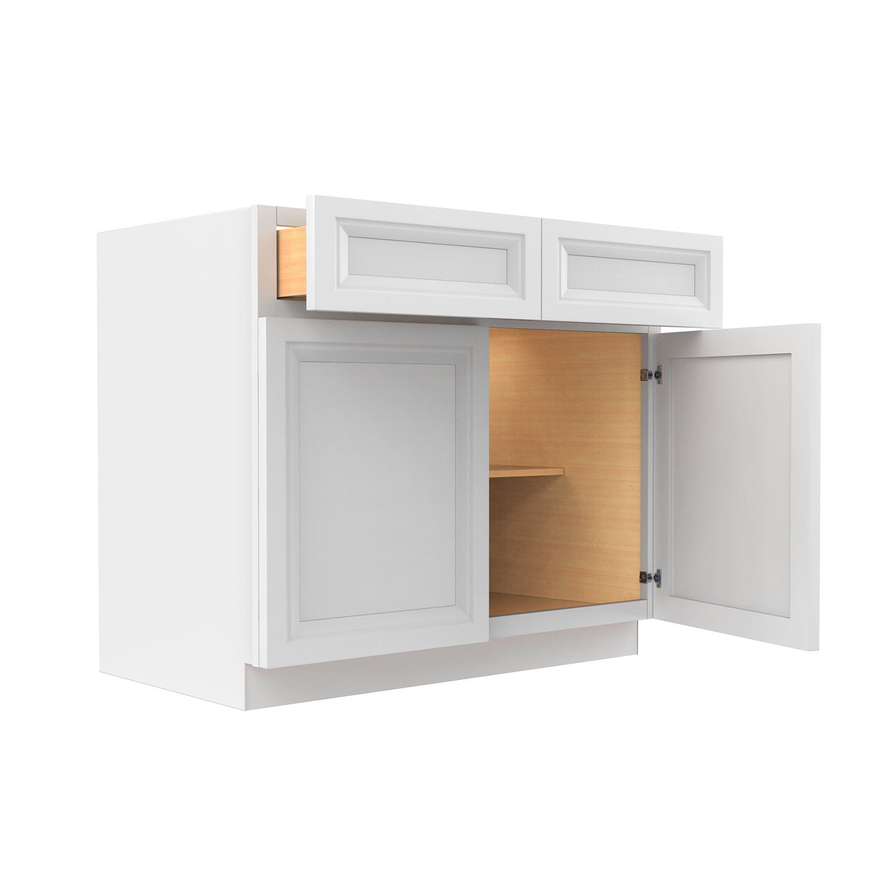 Assembled - Richmond White - Double Drawer & Door Base Cabinet | 39"W x 34.5"H x 24"D