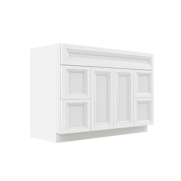 Assembled - Richmond White - Double Door & Drawer Vanity Sink Base Cabinet | 48