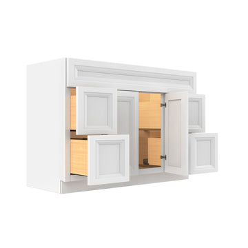 Assembled - Richmond White - Double Door & Drawer Vanity Sink Base Cabinet | 48"W x 34.5"H x 21"D