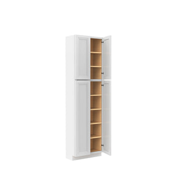 Assembled - Richmond White - Double Door Utility Cabinet | 24"W x 84"H x 12"D