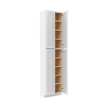 Assembled - Richmond White - Double Door Utility Cabinet | 24"W x 96"H x 12"D