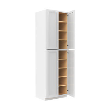 Assembled - Richmond White - Double Door Utility Cabinet | 30"W x 96"H x 24"D