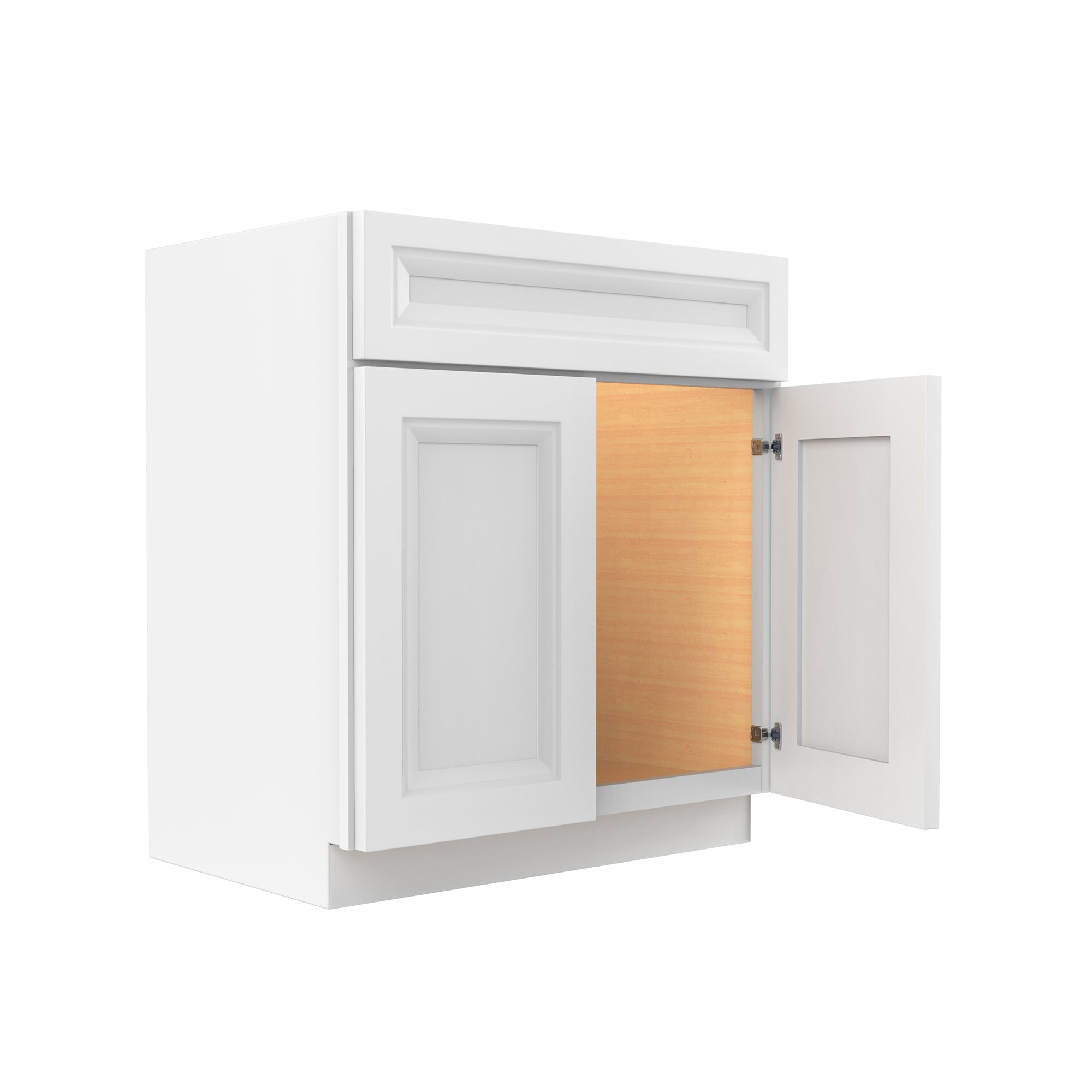 Assembled - Richmond White - Double Drawer Front 2 Door Sink Base Cabinet | 30"W x 34.5"H x 24"D