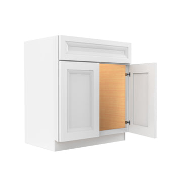 Assembled - Richmond White - Double Drawer Front 2 Door Sink Base Cabinet | 30"W x 34.5"H x 24"D