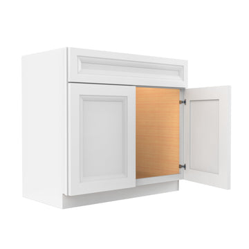 Assembled - Richmond White - Double Drawer Front 2 Door Sink Base Cabinet | 36"W x 34.5"H x 24"D