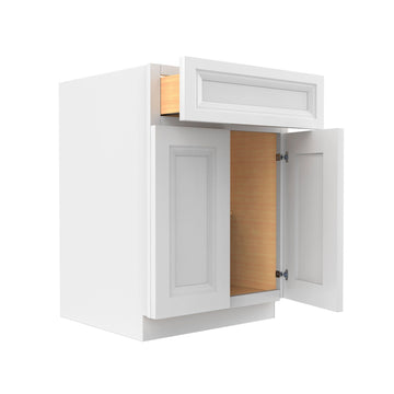 Assembled - Richmond White - Single Drawer Front 2 Door Sink Base Cabinet | 24"W x 34.5"H x 24"D