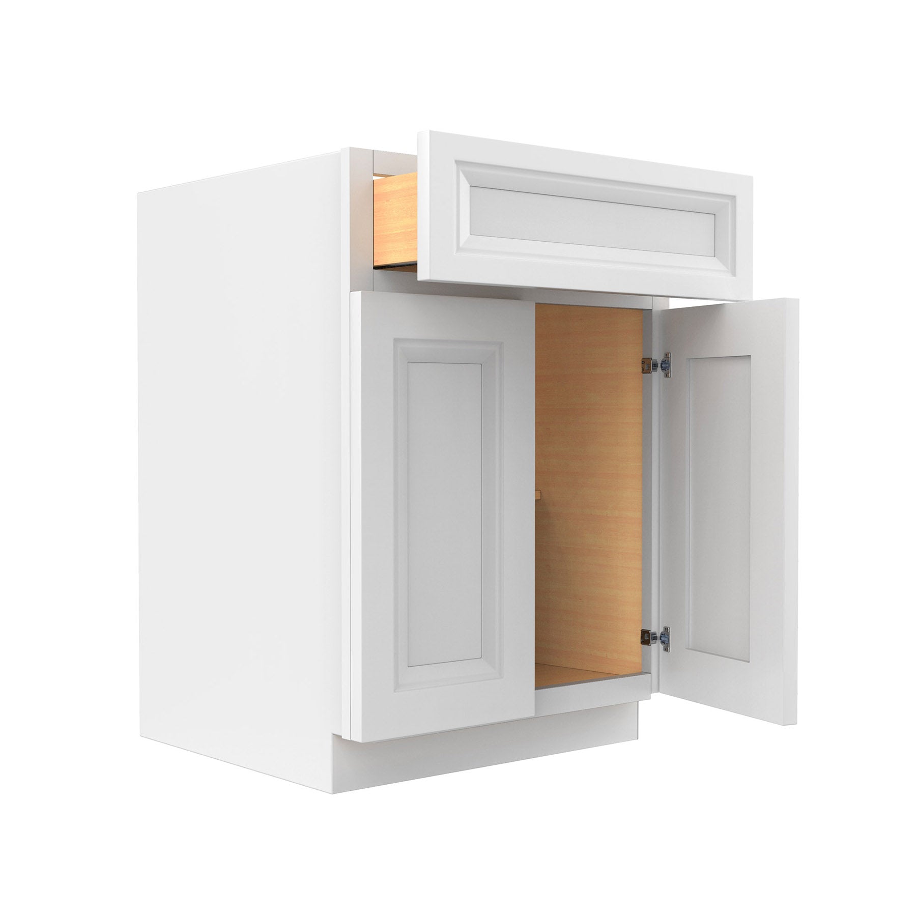 Assembled - Richmond White - Double Door & Drawer Base Cabinet | 24"W x 34.5"H x 24"D