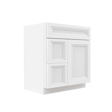 Assembled - Richmond White - 1 Door 2 Drawer Vanity Sink Base Cabinet | 30