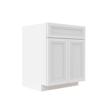 Assembled - Richmond White - Single Drawer Front 2 Door Sink Base Cabinet | 27"W x 34.5"H x 24"D