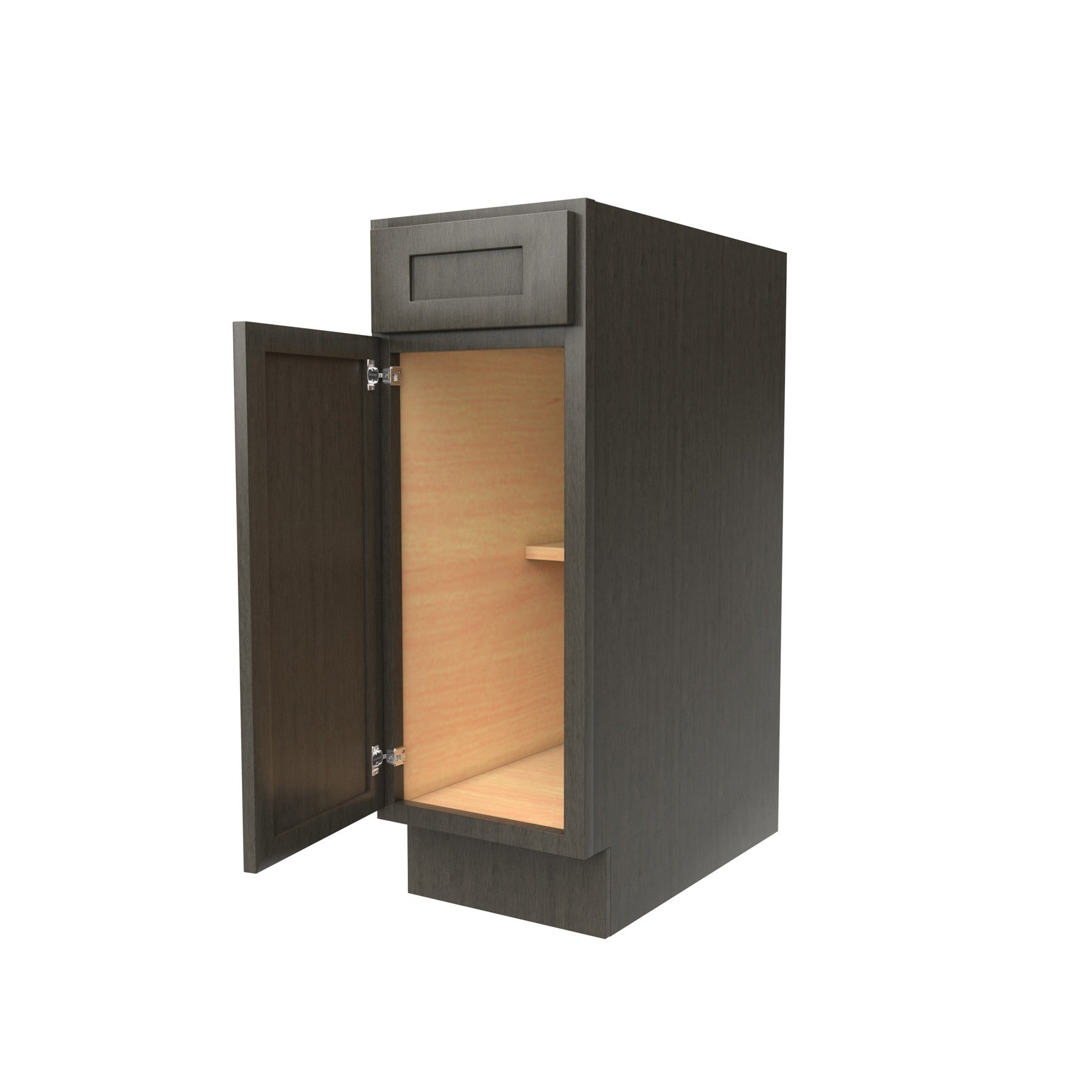 Elegant Smoky Grey Single Door & Drawer Base Cabinet | 12"W x 34.5"H x 24"D