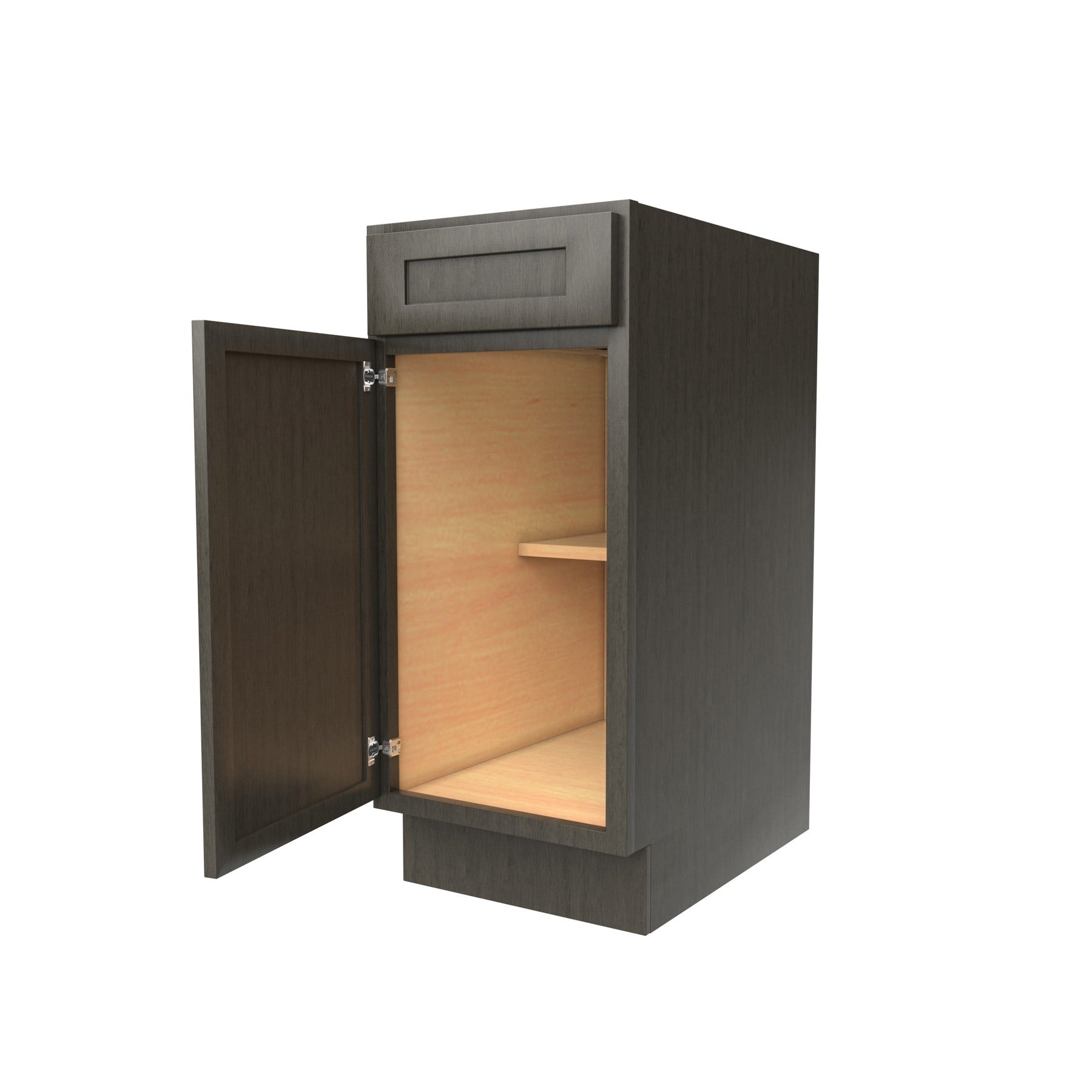 Elegant Smoky Grey - Single Door Base Cabinet | 15"W x 34.5"H x 24"D