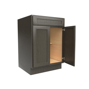 Elegant Smoky Grey - Double Door Base Cabinet | 24"W x 34.5"H x 24"D