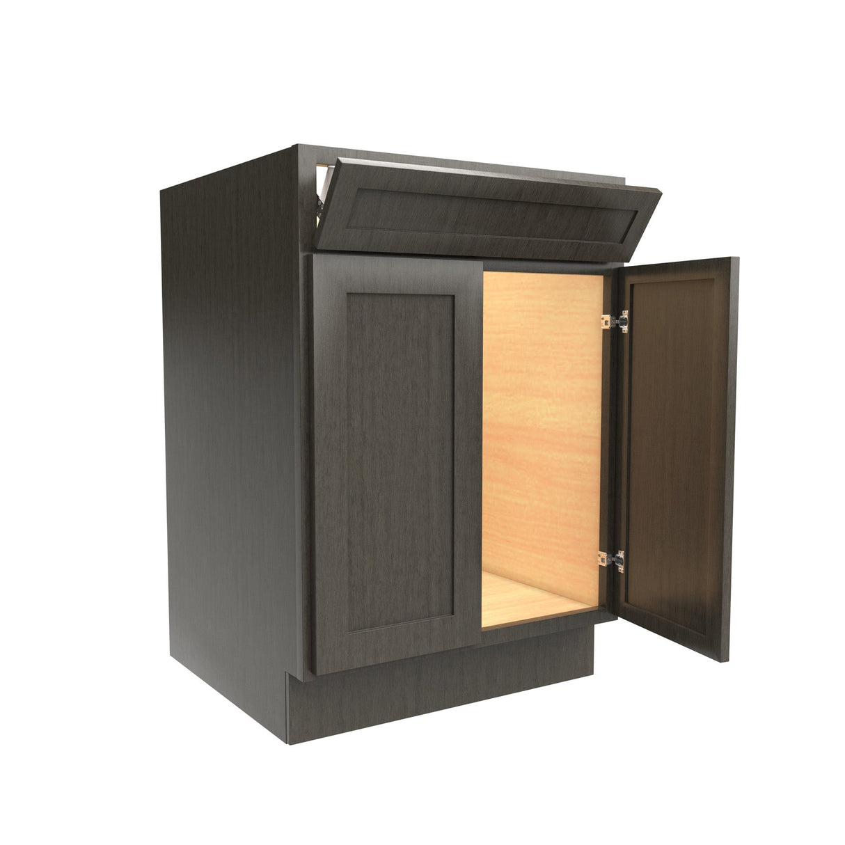RTA - Elegant Smoky Grey - Single Drawer Front 2 Door Sink Base Cabinet | 24"W x 34.5"H x 24"D
