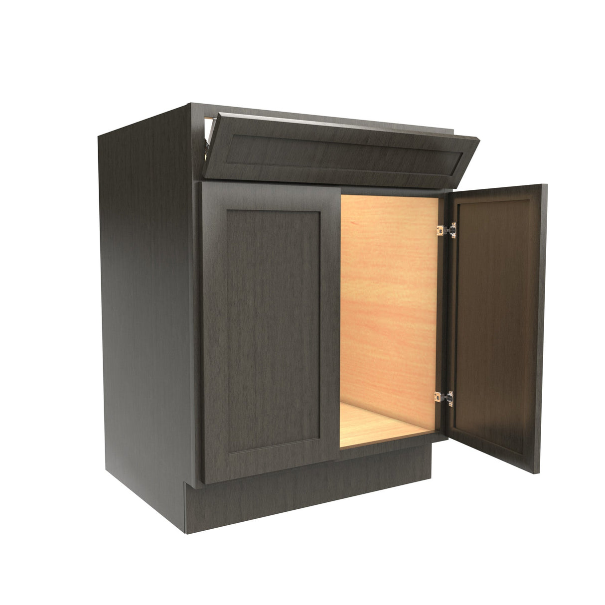RTA - Elegant Smoky Grey - Single Drawer Front 2 Door Sink Base Cabinet | 27"W x 34.5"H x 24"D