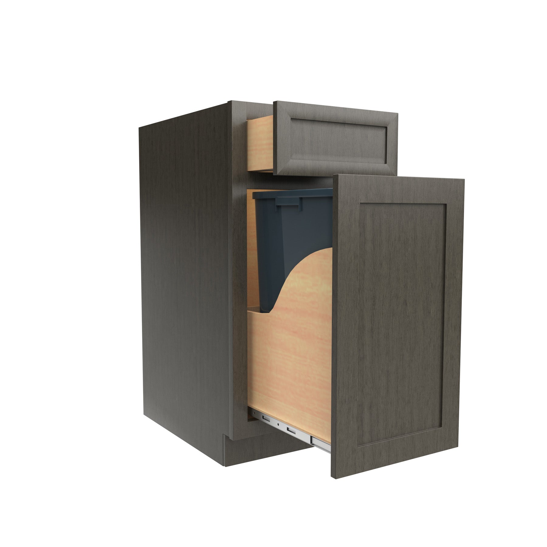 Elegant Smoky Grey - Waste Basket Cabinet | 15"W x 34.5"H x 24"D