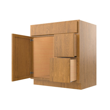 RTA - Country Oak - Double Door Vanity Cabinet | 36"W x 32.5"H x 21"D
