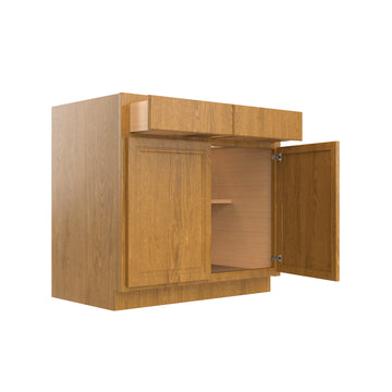 RTA - Country Oak - Double Door Base Cabinet | 39"W x 34.5"H x 24"D