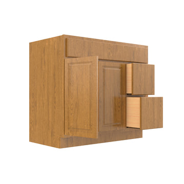 RTA - Country Oak - Door & Drawer Vanity Cabinet | 36"W x 32.5"H x 21"D