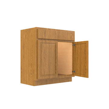 RTA - Country Oak - Double Door Vanity Cabinet | 30"W x 32.5"H x 18"D