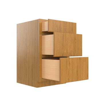 RTA - Country Oak - Three Drawer Base Cabinet | 21"W x 34.5"H x 24"D