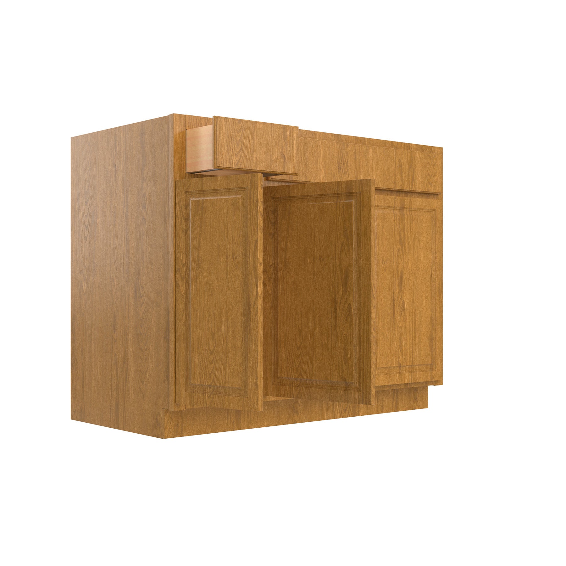 Country Oak 42"W x 34.5"H Sink Base Cabinet, Left Drawers