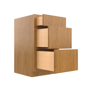 RTA - Country Oak - Three Drawer Vanity Cabinet | 18"W x 32.5"H x 21"D