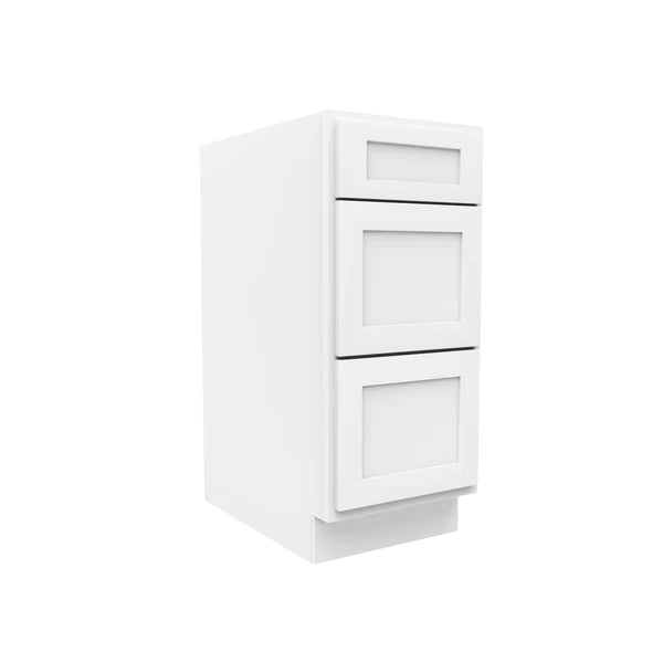 Drawer Base Cabinet - 15W x 34-1/2H x 24D -3DRW - Aria White Shaker - RTA