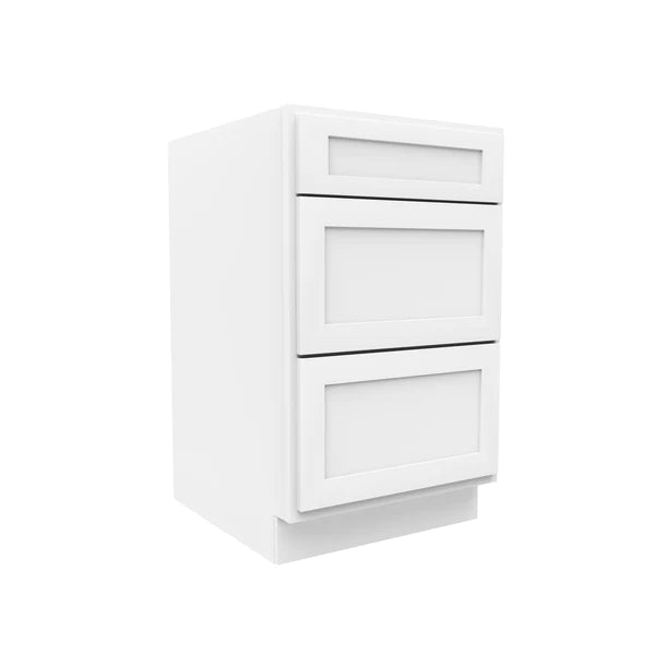 Drawer Base Cabinet - 21W x 34-1/2H x 24D -3DRW - Aria White Shaker - RTA