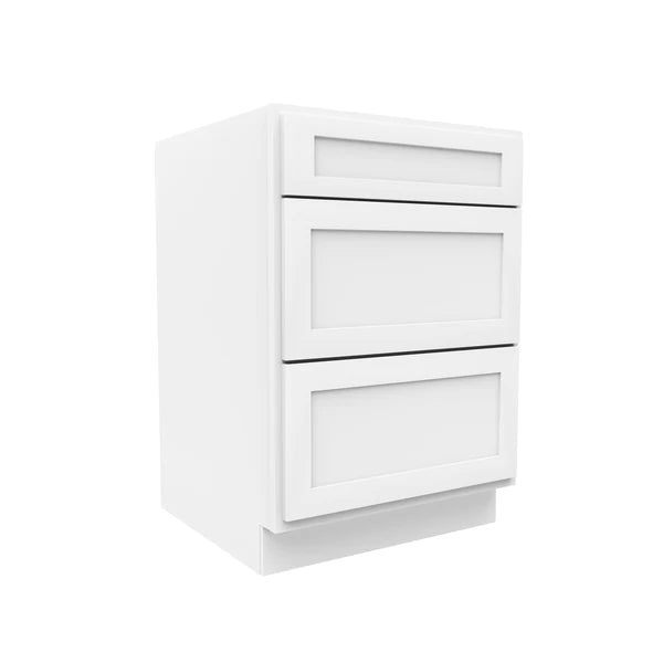 Drawer Base Cabinet - 24W x 34-1/2H x 24D -3DRW - Aria White Shaker - RTA