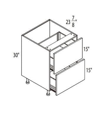 RTA - Walnut - Two Drawer Base Cabinet | 24"W x 34.5"H x 24"D