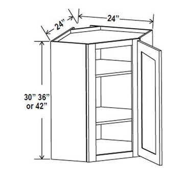 Wall Diagonal Corner Cabinet - 24W x 30H x 12D - Aspen White - RTA