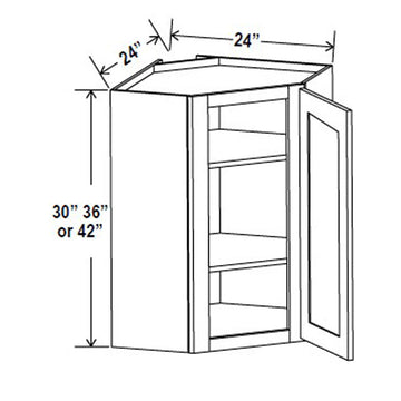 Wall Diagonal Corner Cabinet - 24W x 30H x 12D - Grey Shaker Cabinet