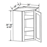 Wall Diagonal Corner Cabinet - 24W x 30H x 12D - Grey Shaker Cabinet - RTA