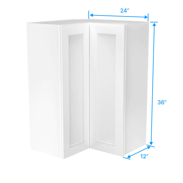 Wall Diagonal Corner Cabinet - 24W x 36H x 12D - Aria White Shaker - RTA