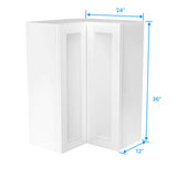 Wall Diagonal Corner Cabinet - 24W x 36H x 12D - Aria White Shaker - RTA