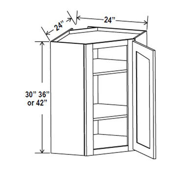 Wall Diagonal Corner Cabinet - 24W x 36H x 12D -Charleston White - RTA