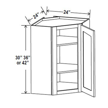 Wall Diagonal Corner Cabinet - 24W x 36H x 12D - Aspen Charcoal Grey