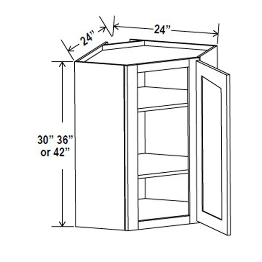 Wall Diagonal Corner Cabinet - 24W x 36H x 12D - Grey Shaker Cabinet - RTA