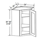 Wall Diagonal Corner Cabinet - 24W x 36H x 12D - Grey Shaker Cabinet - RTA