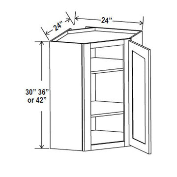 Wall Diagonal Corner Cabinet - 24W x 42H x 12D - Grey Shaker Cabinet