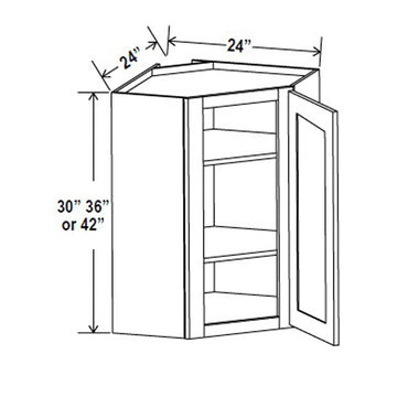 Wall Diagonal Corner Cabinet - 24W x 42H x 12D - Grey Shaker Cabinet - RTA