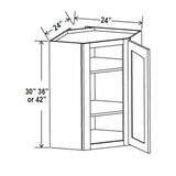 Wall Diagonal Corner Cabinet - 24W x 42H x 12D - Grey Shaker Cabinet - RTA