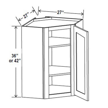 Wall Diagonal Corner Cabinet - 27W x 36H x 12D - Aspen White