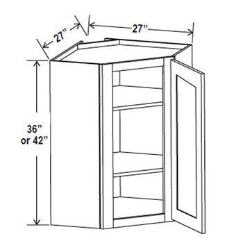 Wall Diagonal Corner Cabinet - 27W x 36H x 12D - Grey Shaker Cabinet - RTA