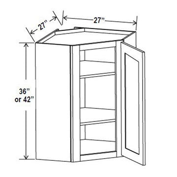 Wall Diagonal Corner Cabinet - 27W x 36H x 12D - Aspen Charcoal Grey - RTA