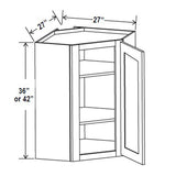 Wall Diagonal Corner Cabinet - 27W x 42H x 12D - Grey Shaker Cabinet - RTA