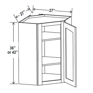 Wall Diagonal Corner Cabinet - 27W x 42H x 12D - Aspen White - RTA